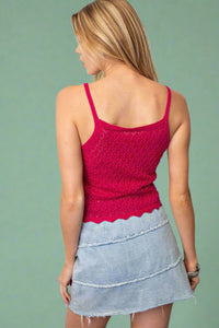 Open Crochet Tank - Magenta