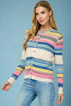Multi Color Stripe Cardigan Blue