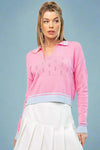 Cropped Collar Sweater - Pink