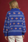 Mixed Jacquard Pullover Sweater - Ocean