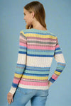 Multi Color Stripe Cardigan Blue
