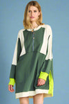 Racer Zip Front Dress Green