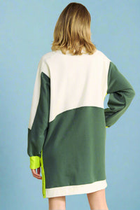 Racer Zip Front Dress Green