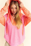 Neon Color Block Hoodie Pink