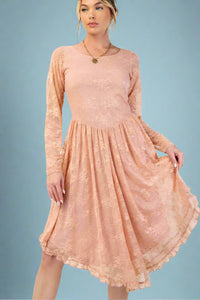 Drop Waist Lace Dress - Mauve