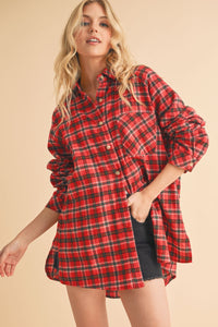 Abri Plaid Flannel Shirt - Red