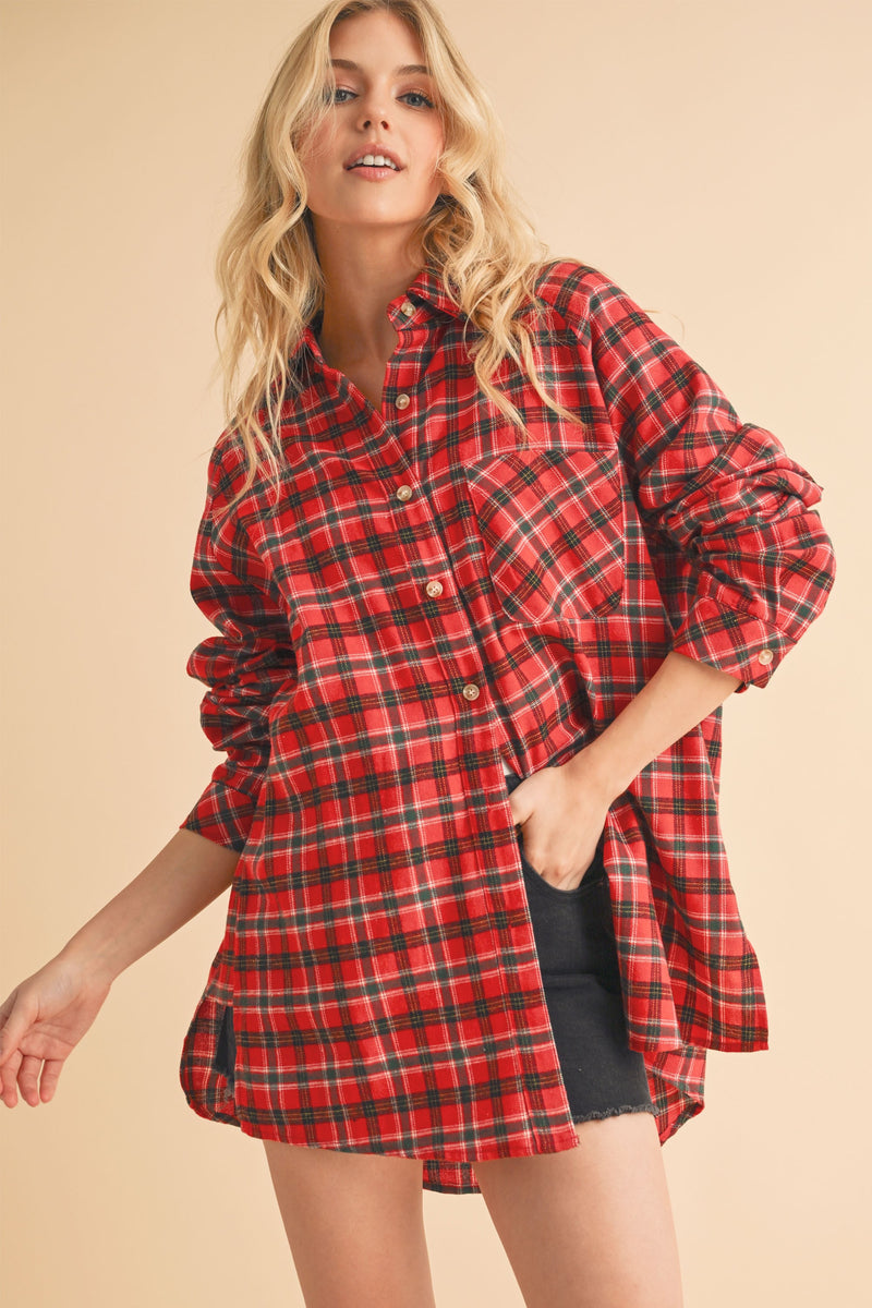 Abri Plaid Flannel Shirt - Red