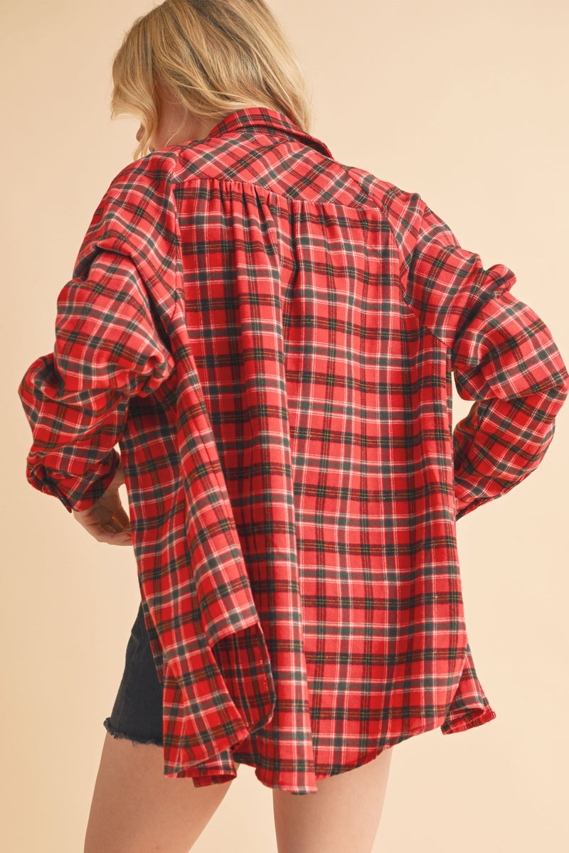 Abri Plaid Flannel Shirt - Red