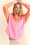 Neon Color Block Hoodie Pink
