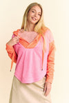 Neon Color Block Hoodie Pink