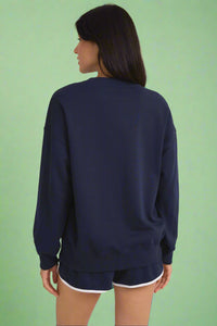 Round Neck Apres Golf Sweatshirt Navy