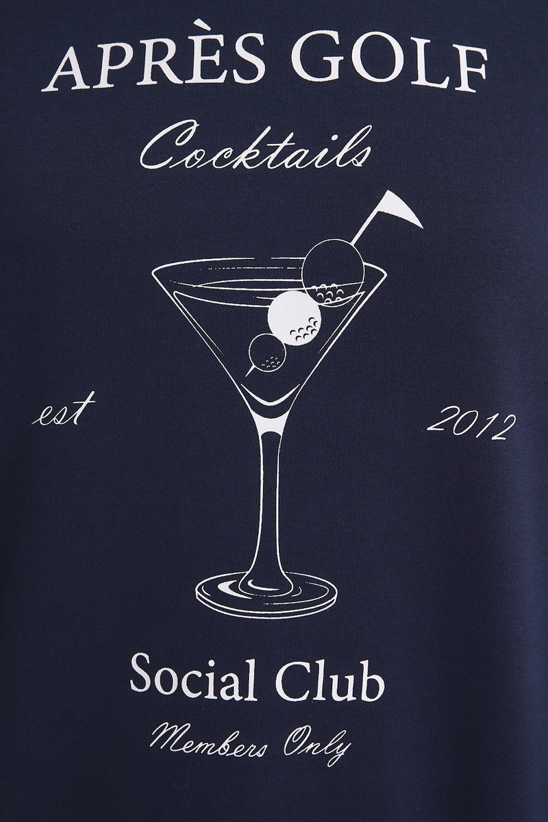 Round Neck Apres Golf Sweatshirt Navy