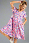 Tropical Babydoll Mini Dress - Lavender Pink