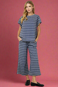 Geometric Boxy Top - Navy