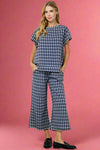 Geometric Wide Leg Pant - Navy