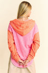 Neon Color Block Hoodie Pink