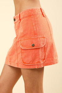 Cotton Washed Skirt Orange