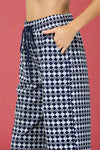 Geometric Wide Leg Pant - Navy
