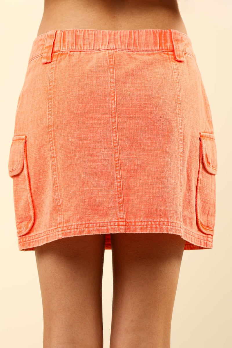 Cotton Washed Skirt Orange