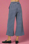 Geometric Wide Leg Pant - Navy