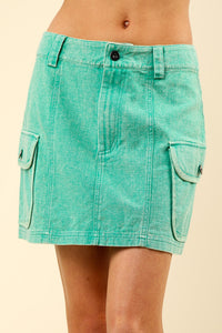 Cotton Washed Skirt Green