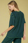 Oversized Scallop Stripe Top - Navy