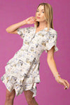 Abstract Ruffle Mini Dress - Taupe