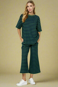 Scallop Stripe Pant - Navy