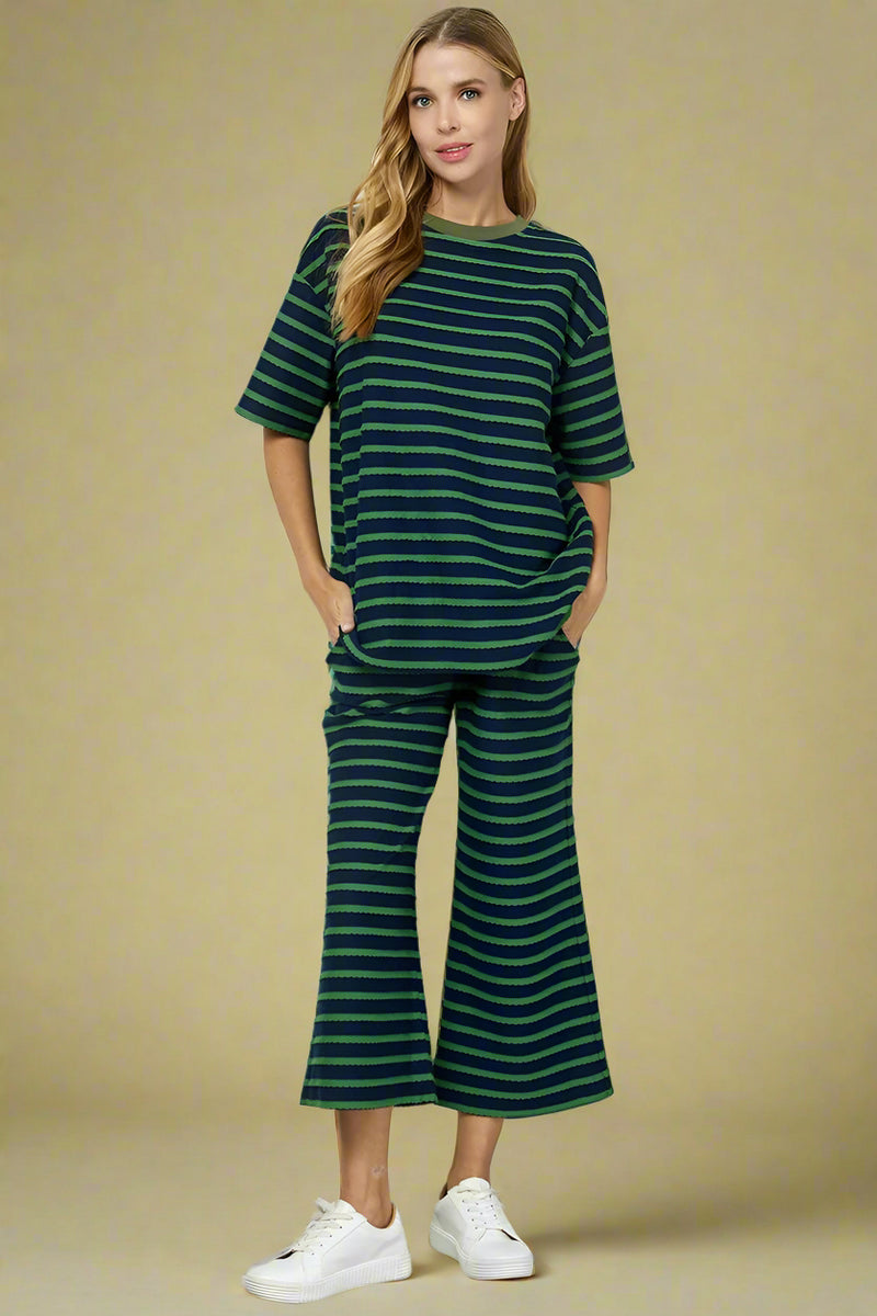 Scallop Stripe Pant - Navy
