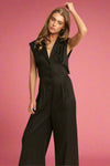 Classic Button Front Jumpsuit Black