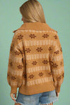 Mixed Jacquard Pullover Sweater - Taupe