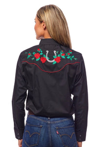 Western Embroidered Rodeo Shirt Black