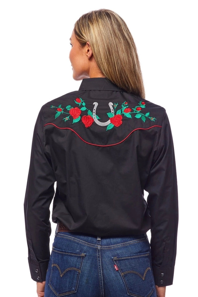 Western Embroidered Rodeo Shirt Black