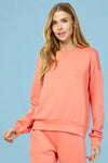 Plush Crew Neck Sweatshirt - Coral