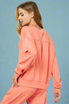 Plush Crew Neck Sweatshirt - Coral