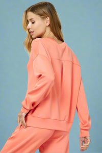 Plush Crew Neck Sweatshirt - Coral