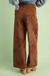 Flower Print Stretch Pants - Mocha