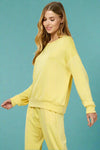 Plush Crew Neck Sweatshirt - Yellow