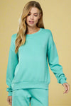 Plush Crew Neck Sweatshirt - Turquoise