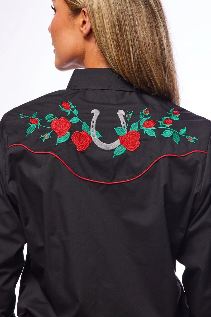 Western Embroidered Rodeo Shirt Black