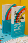 An image of the front and back of the book A Million* Things To Do Before You Die Or Just Get Old And Boring by Galison.