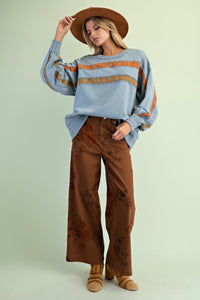 Flower Print Stretch Pants - Mocha