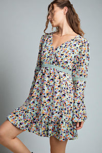 Lace Trim V-Neck Dress - Sage