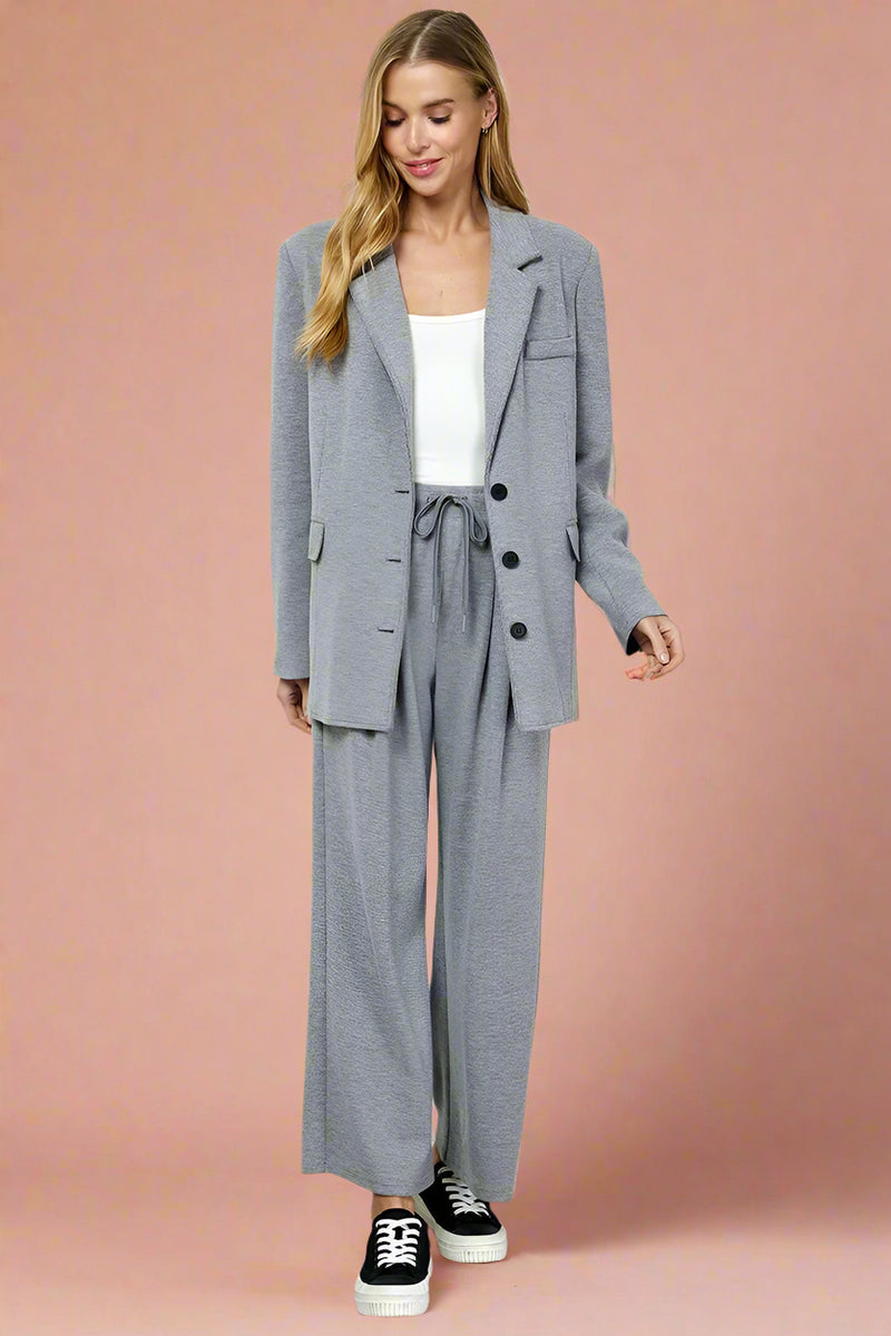 Hooded Sweatshirt Blazer - Grey