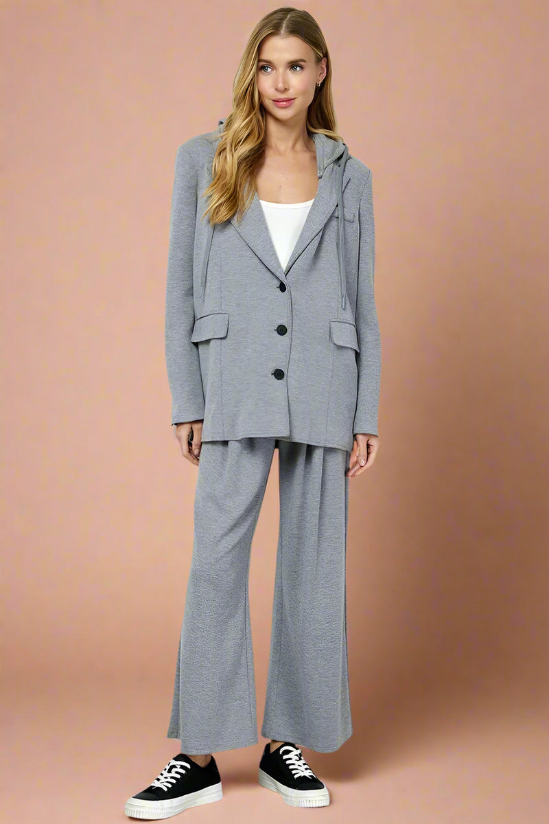 Hooded Sweatshirt Blazer - Grey