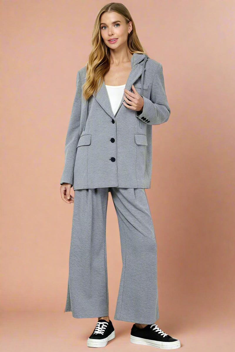 Hooded Sweatshirt Blazer - Grey