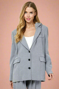 Hooded Sweatshirt Blazer - Grey