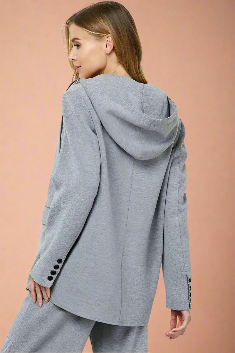 Hooded Sweatshirt Blazer - Grey