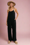 Ruffled Neckline Jumpsuit Black