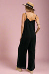 Ruffled Neckline Jumpsuit Black